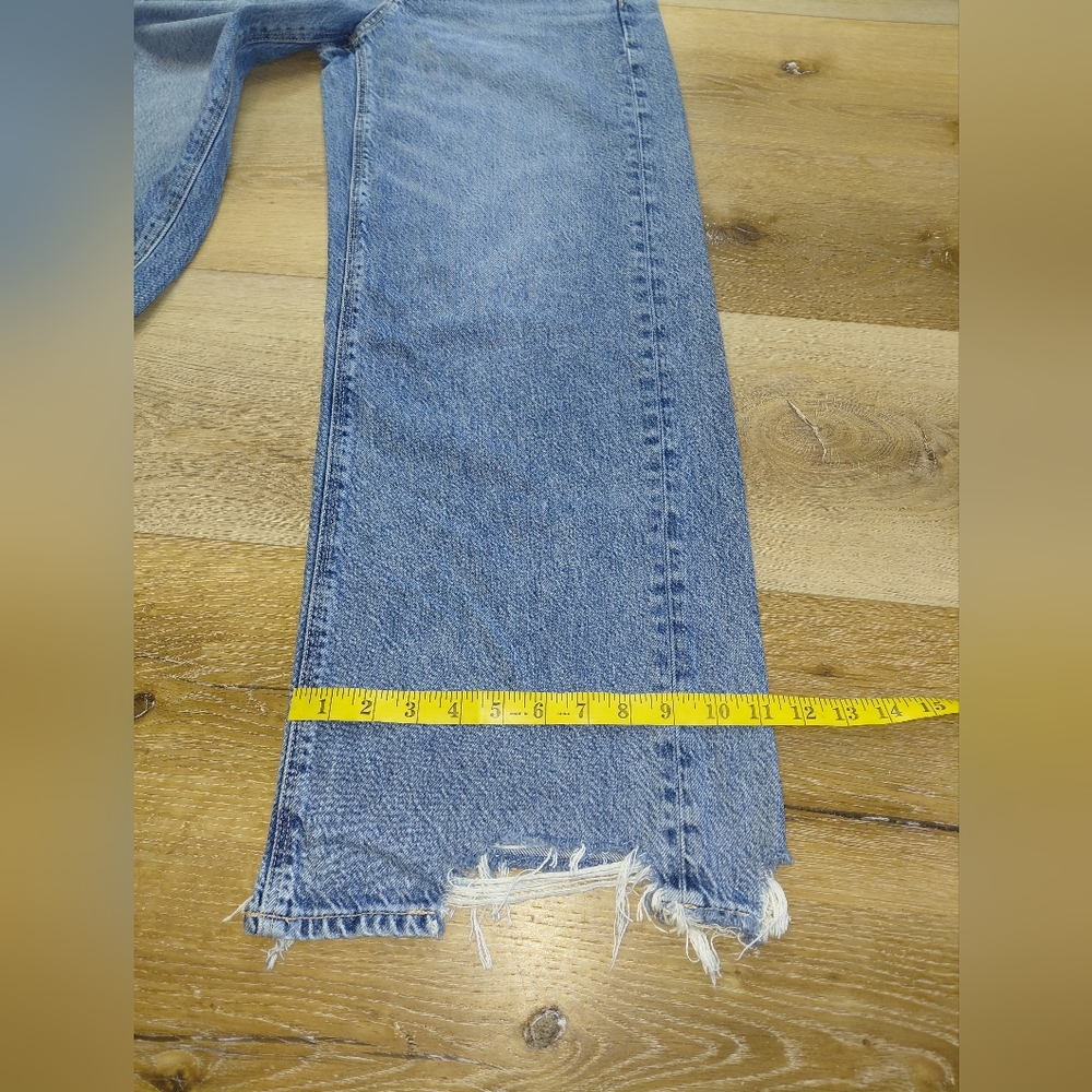 American Eagle Outfitters Light Blue Flare Baggy Jeans Super High Rise Sz 6 - Picture 7 of 15